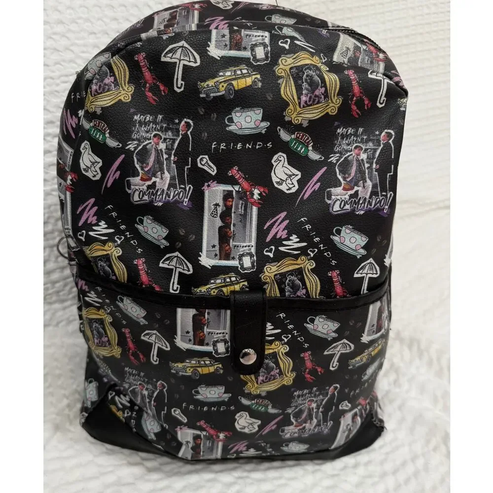 Friends Central Perk TV Series Faux Leather Backpack Black Fast Forward 15in Bag